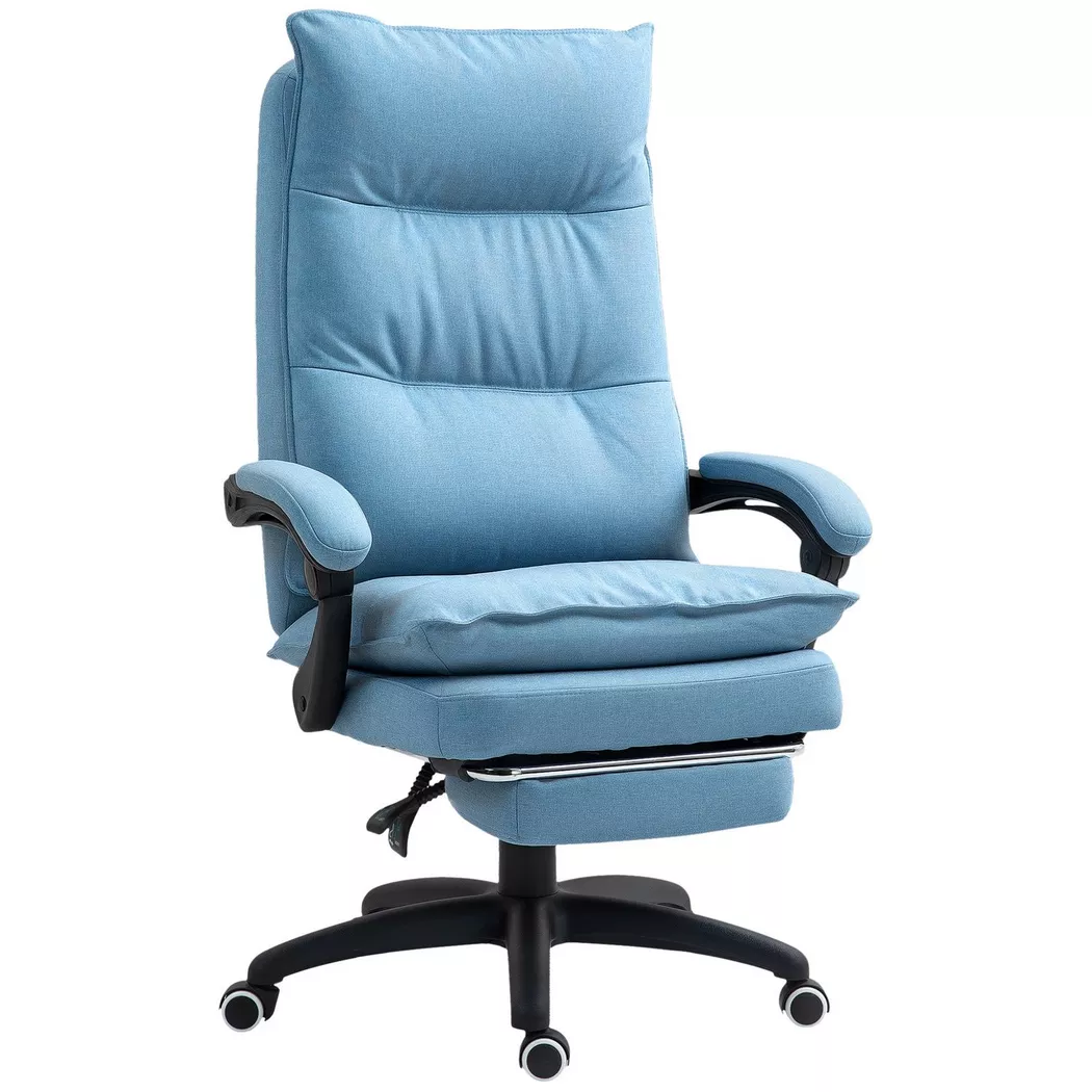 Northio – Bürostuhl mit Massagefunktion, Ergonomisch Schreibtischstuhl Liege- & Drehfunktion, Höhenverstellbar Computerstuhl Fußstütze, Fernbedienung und Timer, Blau, One Size