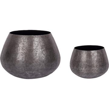 Vaso per piante Varanasi nero rotondo (set di 2)