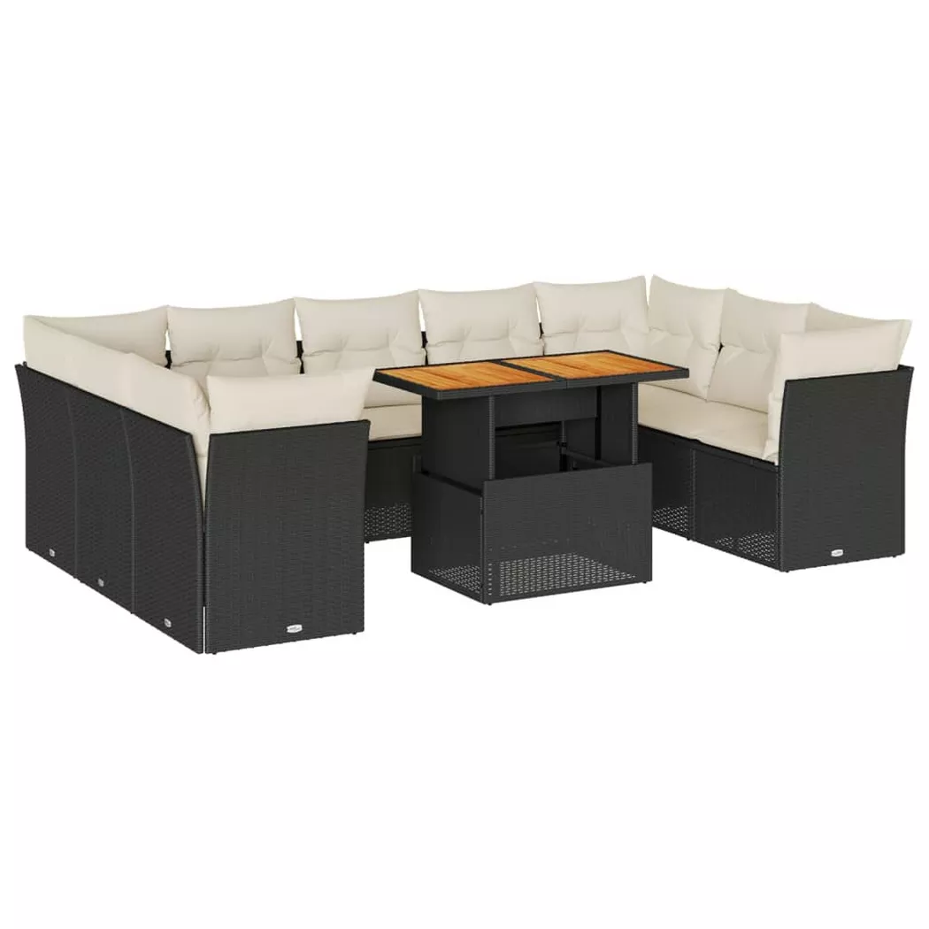 VidaXL - Garten sofagarnitur poly-rattan, One Size, Schwarz