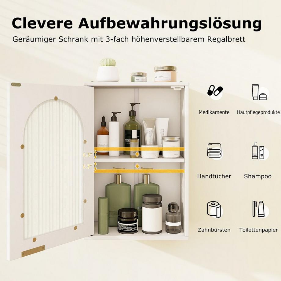 Northix Badezimmer-Wandschrank – Glastür  