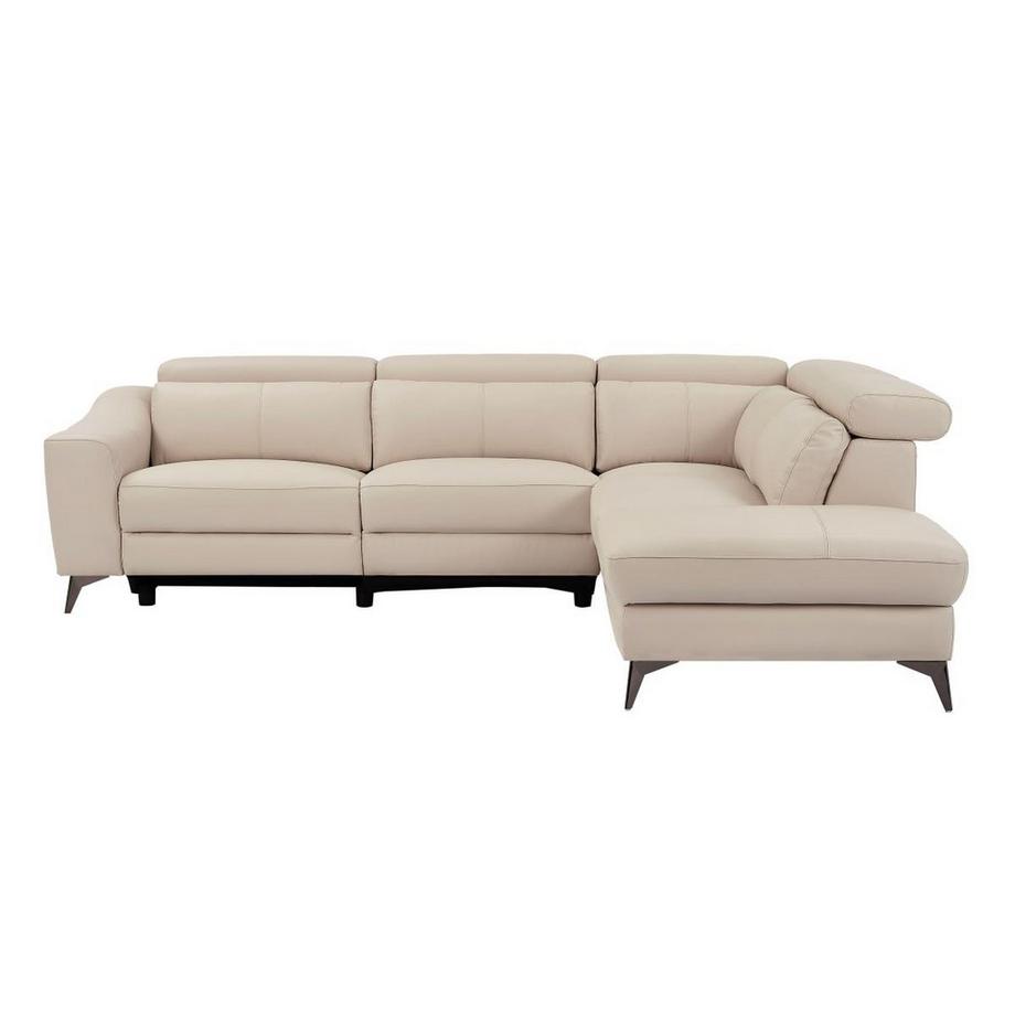 Vente-unique Divano relax elettrico in Pelle Panna - Angolo a destra - FORLO  