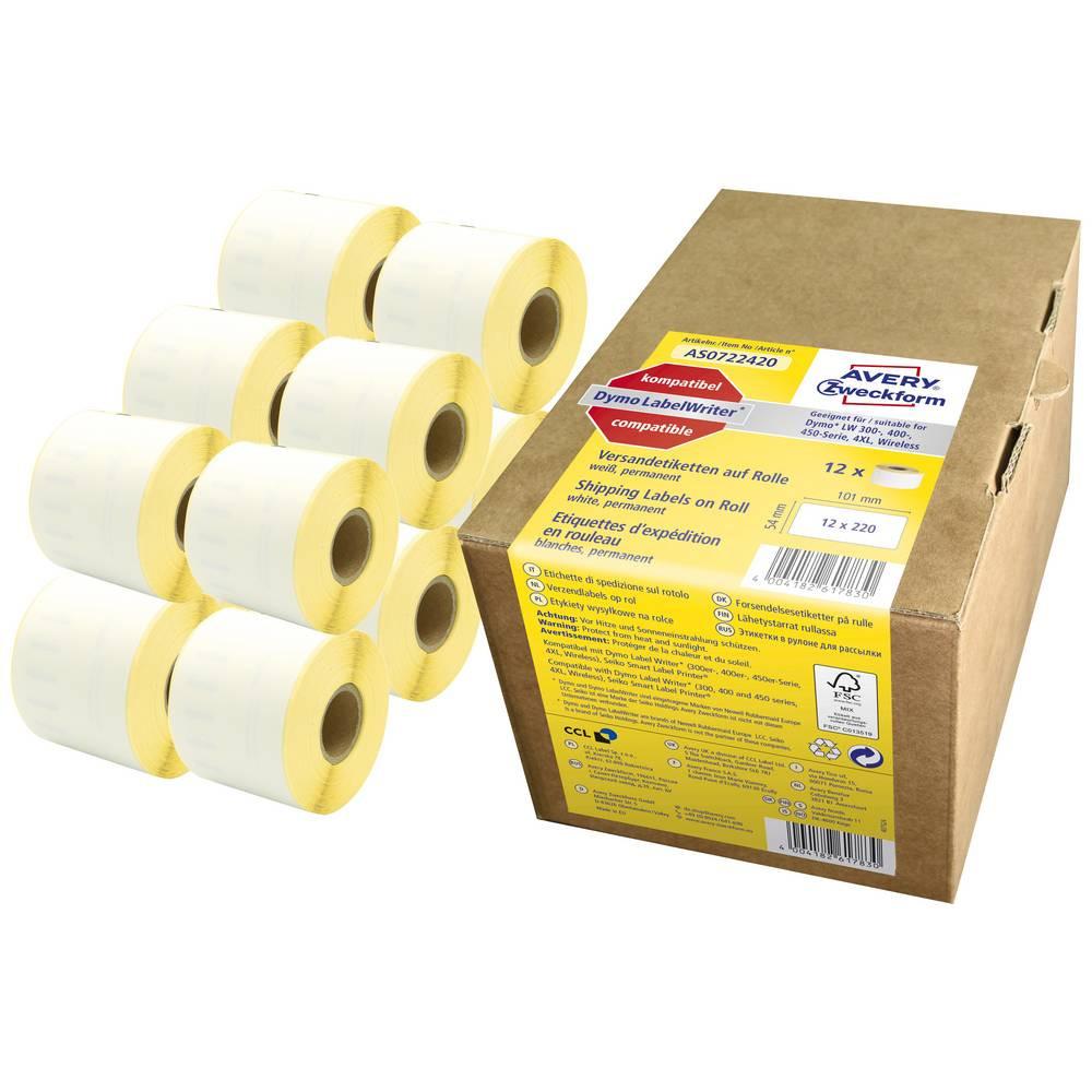 Avery-Zweckform  Avery Zweckform Rollen-Etiketten, Paketaufkleber, 54 x 101 mm, 12 Rolle/2.64 Etiketten 