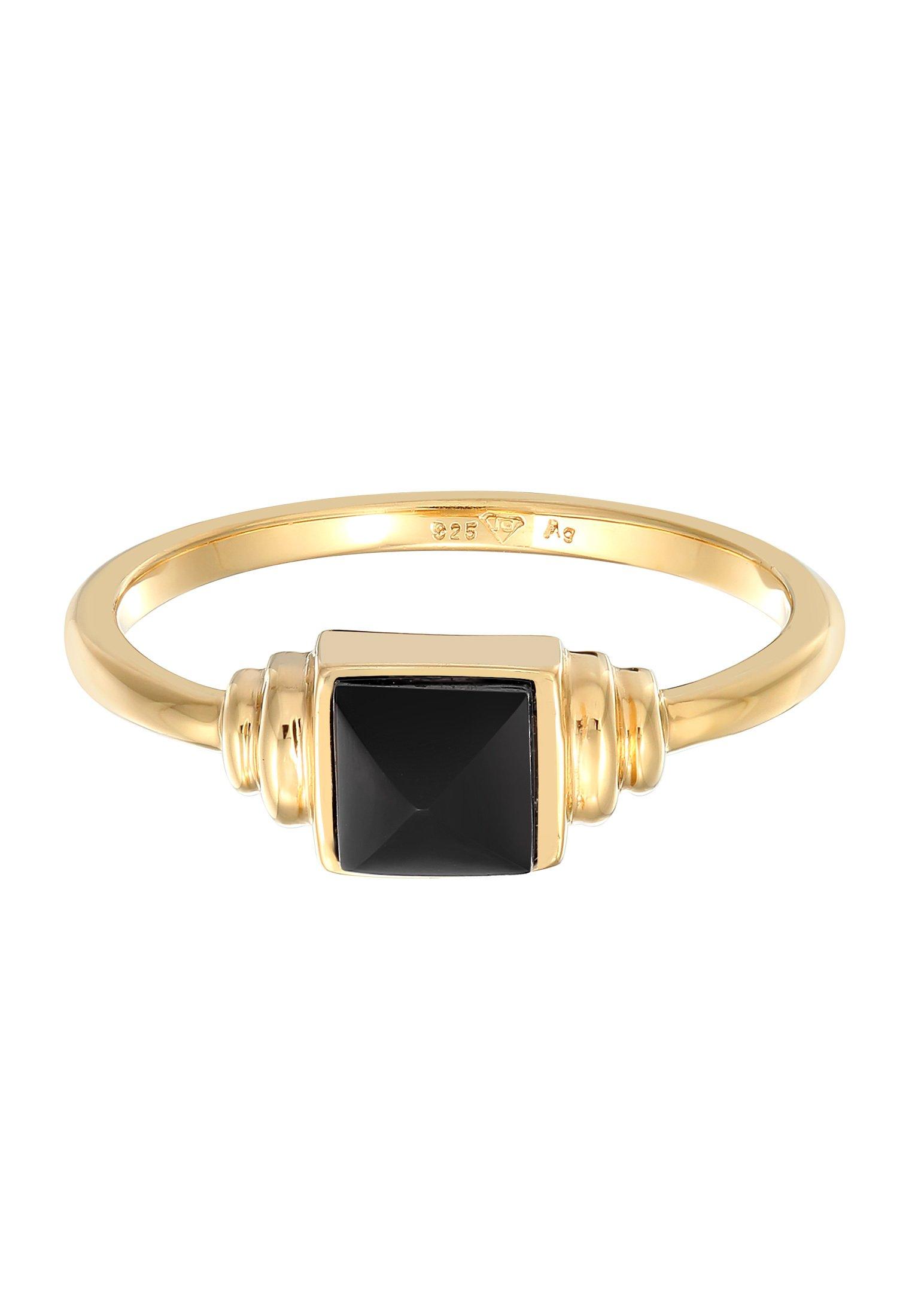 Elli  Bague Femmes Carré Vintage Avec Onyx 