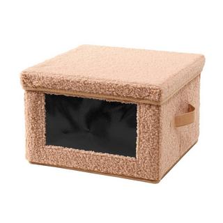 Calicosy Scatola portaoggetti in tessuto bouclé beige con finestra - L40 cm  