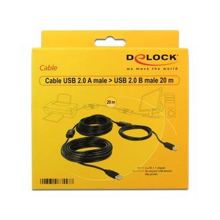 DeLock  20m, USB2.0-A - USB2.0-B USB Kabel USB A USB B Schwarz 