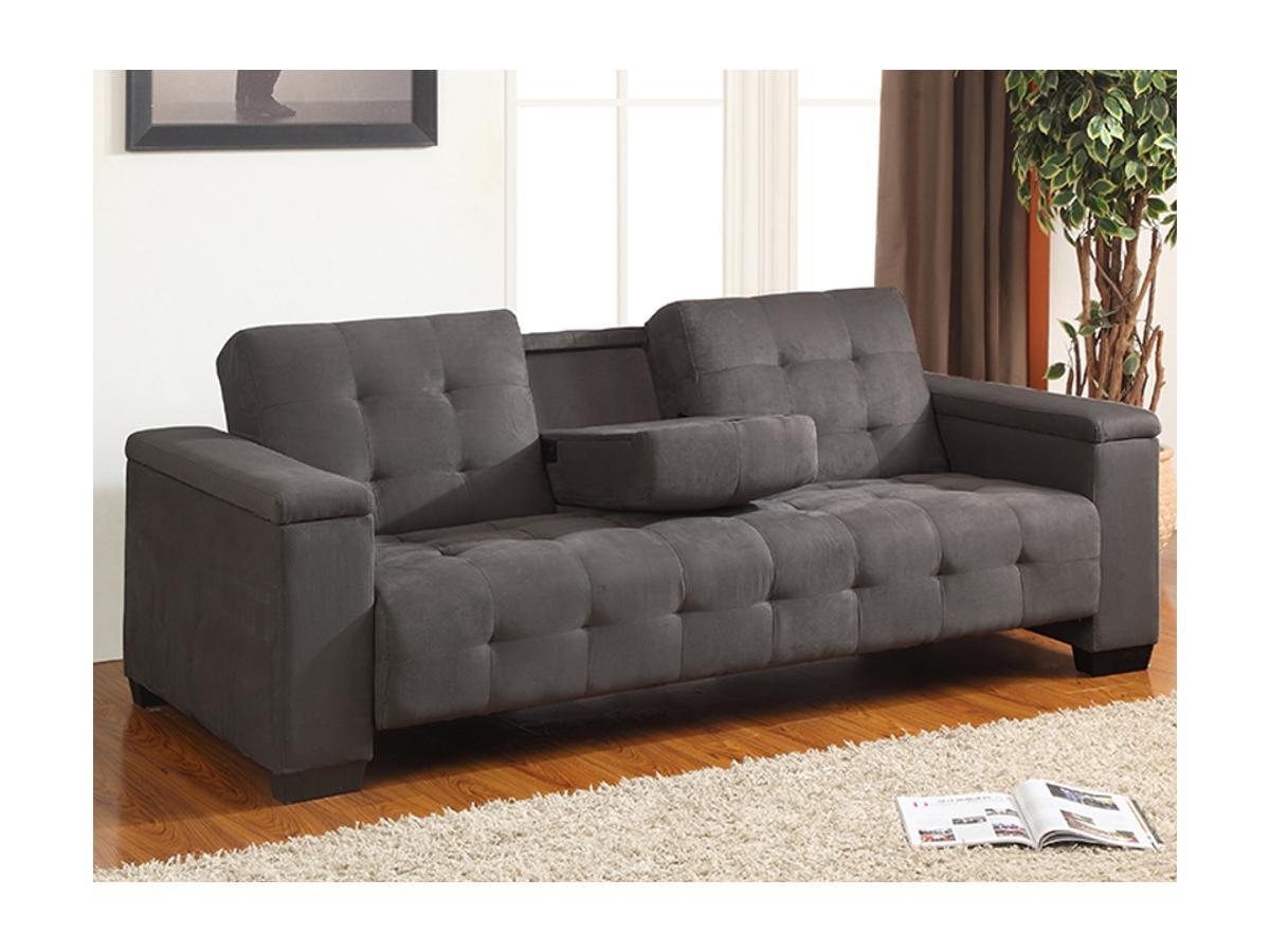 Vente-unique Schlafsofa Klappsofa 3Sitzer Microfaser DEVON  