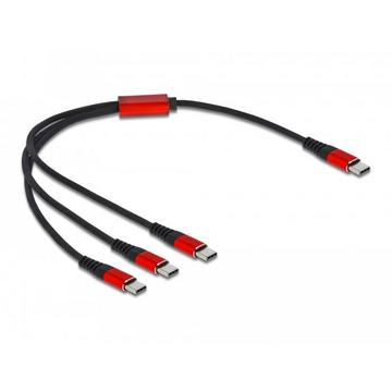 86712 USB Kabel 0,3 m USB 2.0 USB C 3x USB C Schwarz, Rot