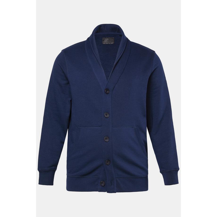 JP1880 Veste en molleton col châle patte de boutonnage poche kangourou  