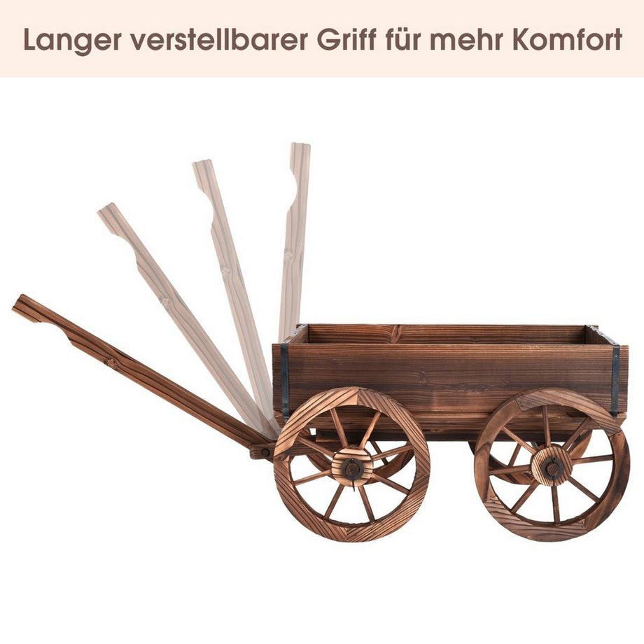 Northio Carrello portafiori in legno fioriera con ruote carretto da giardino  