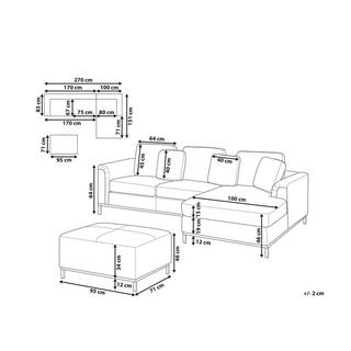 Beliani Linksseitiges Ecksofa mit Ottomane aus Samtstoff Modern OSLO  