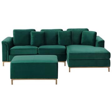 Linksseitiges Ecksofa mit Ottomane aus Samtstoff Modern OSLO