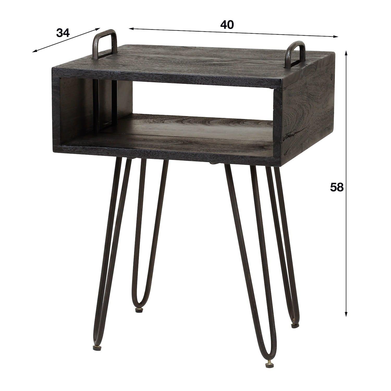 mutoni Table de chevet compartiment ouvert Yucon acacia noir  