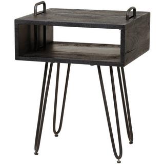 mutoni Table de chevet compartiment ouvert Yucon acacia noir  