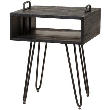 Table de chevet compartiment ouvert Yucon acacia noir