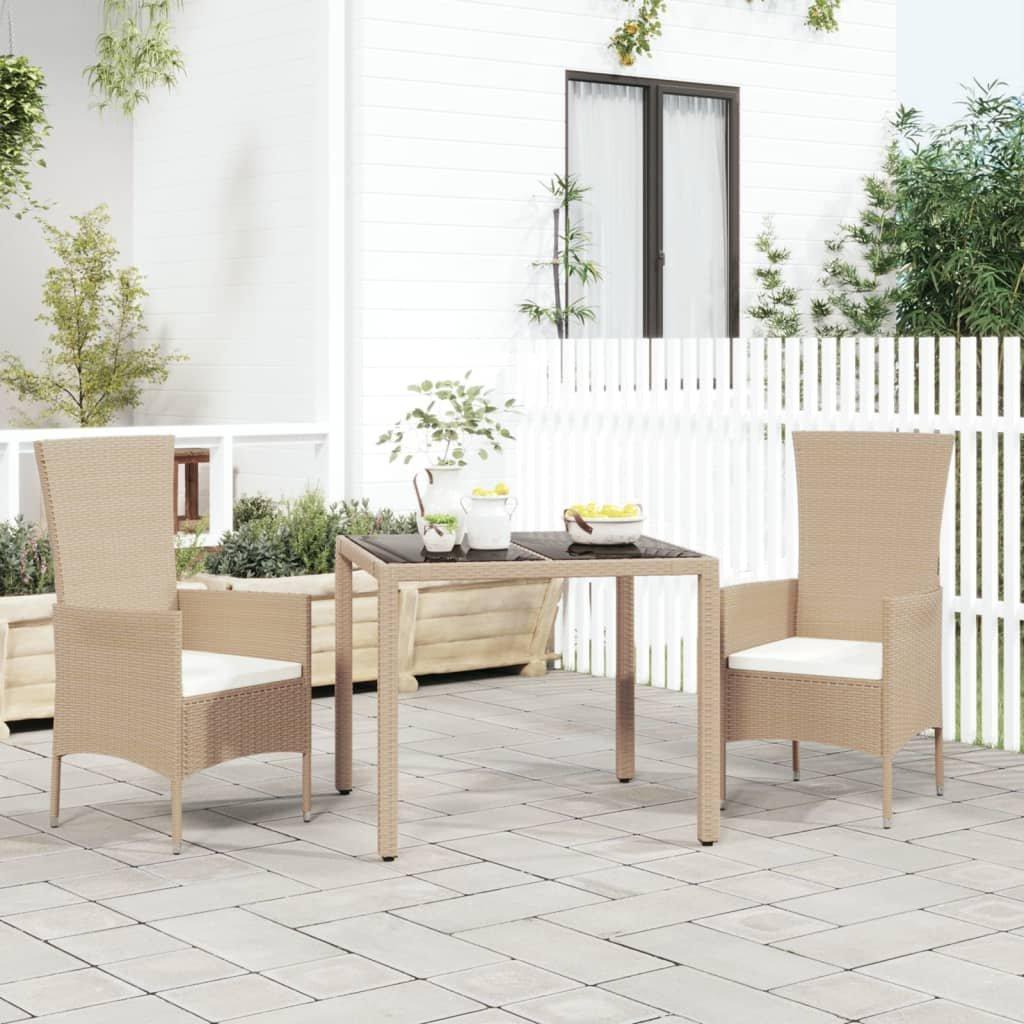 VidaXL Table de jardin avec dessus en verre rotin synthétique  