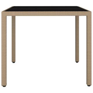 VidaXL Table de jardin avec dessus en verre rotin synthétique  