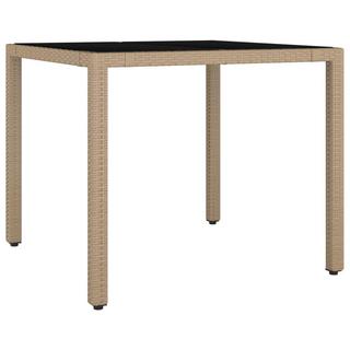 VidaXL Table de jardin avec dessus en verre rotin synthétique  