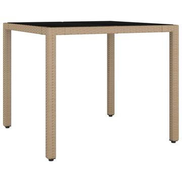 Table de jardin avec dessus en verre rotin synthétique