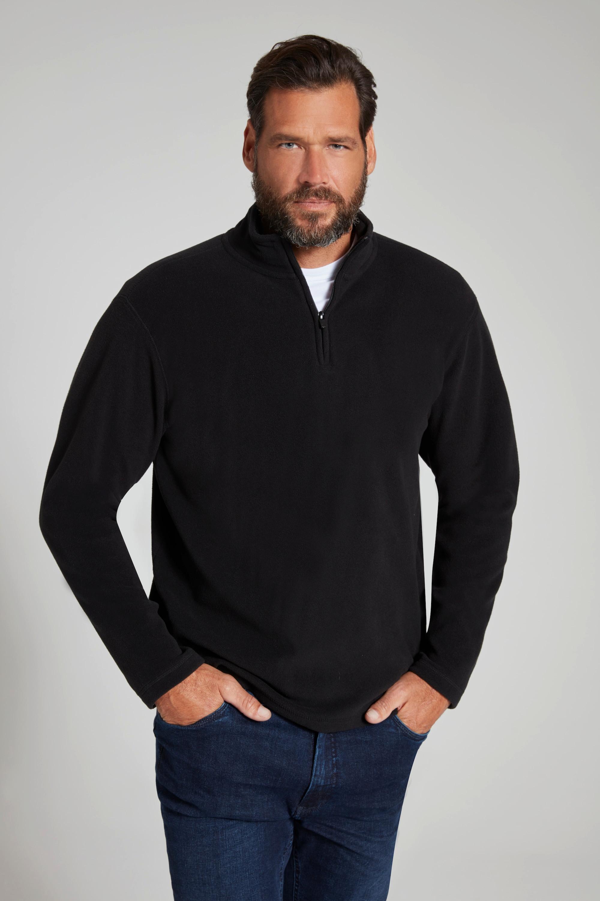 JP1880  Pullover polo di pile leggero con colletto alto e zip 