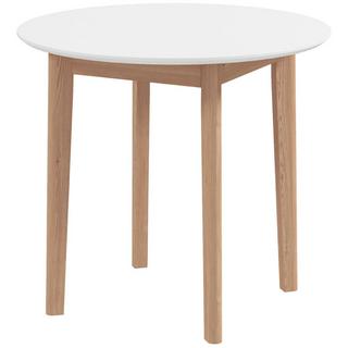 Northio Table À Manger, Table De Cuisine Ronde Pour 2 Personnes, Table De Salle À Manger Style Maison De Campagne, Pour Salon, Bois Massif, Ø75 X 76 Cm, Blanc  