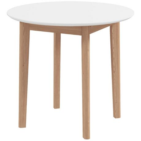 Northio Table À Manger, Table De Cuisine Ronde Pour 2 Personnes, Table De Salle À Manger Style Maison De Campagne, Pour Salon, Bois Massif, Ø75 X 76 Cm, Blanc  