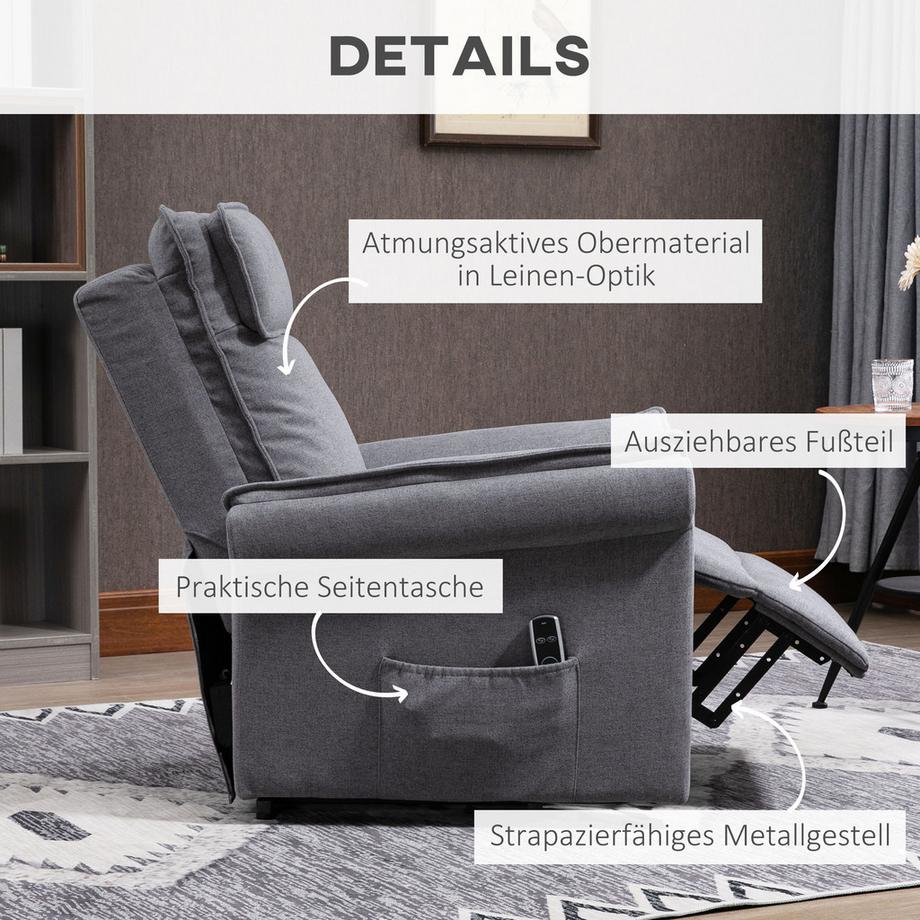 HOMCOM  Fauteuil avec aide à se lever 