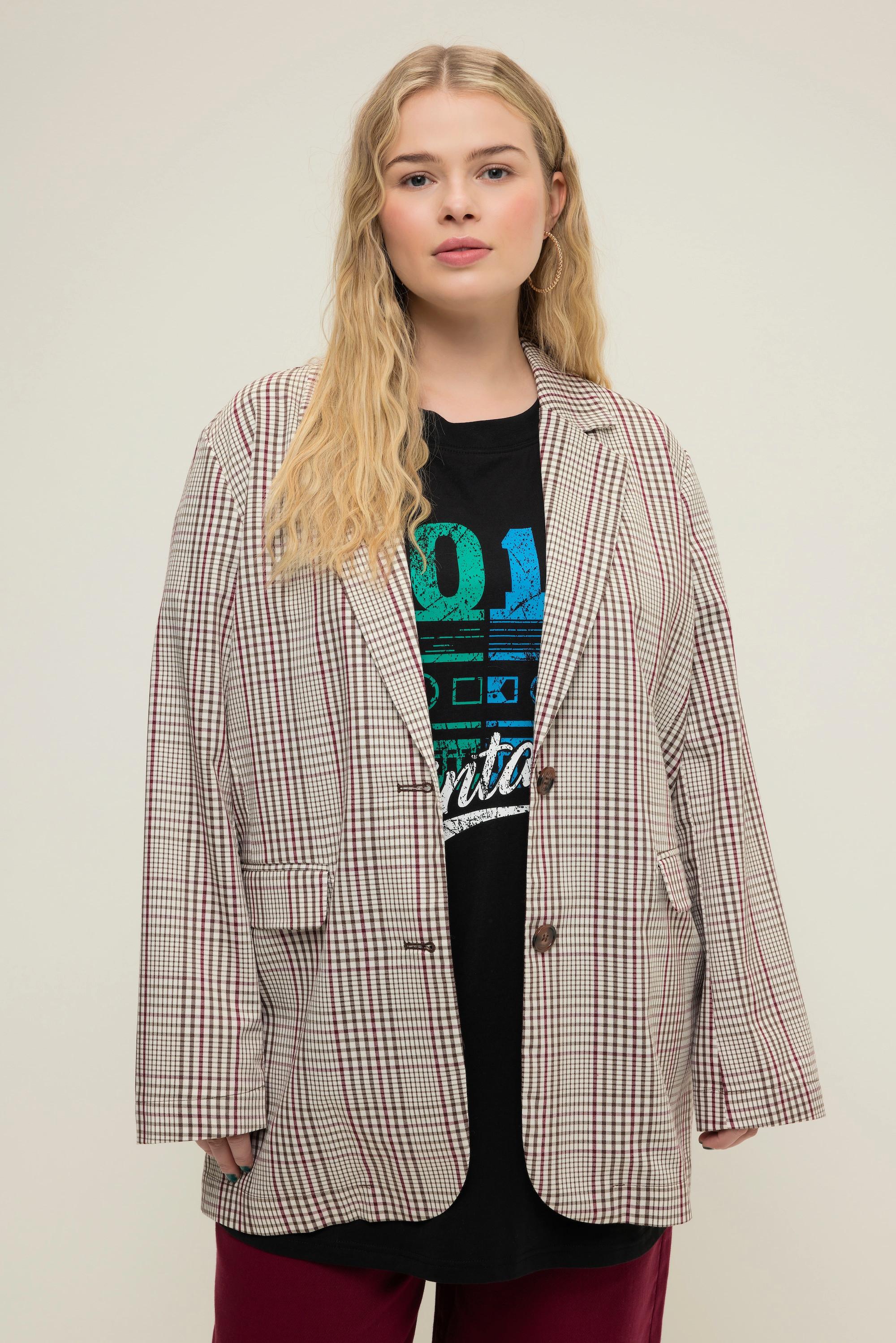 Studio Untold  Blazer oversized, carreaux, col à revers, manches longues 