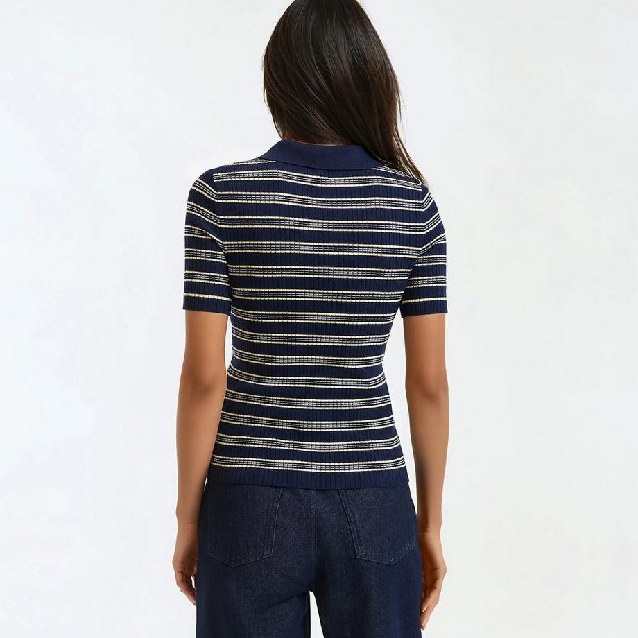 La Redoute Collections Pullover a Righe con Collo Polo  