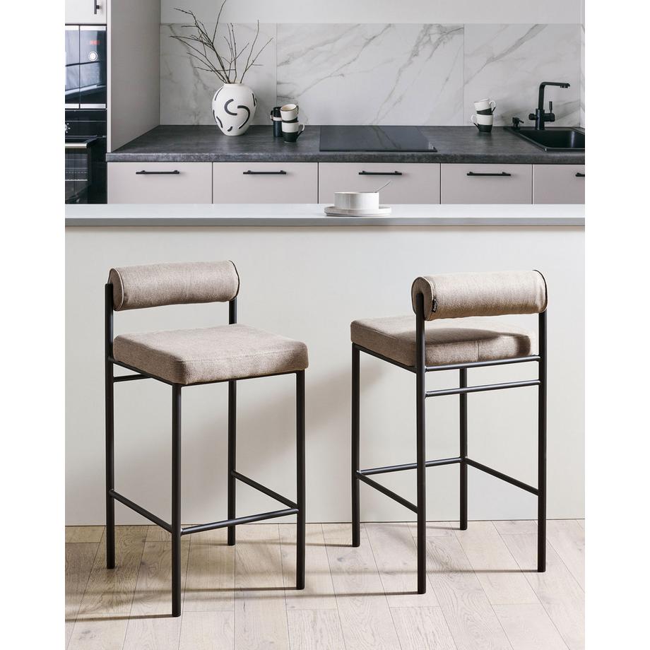 Beliani Lot de 2 chaises de bar en Tissu  AMAYA  