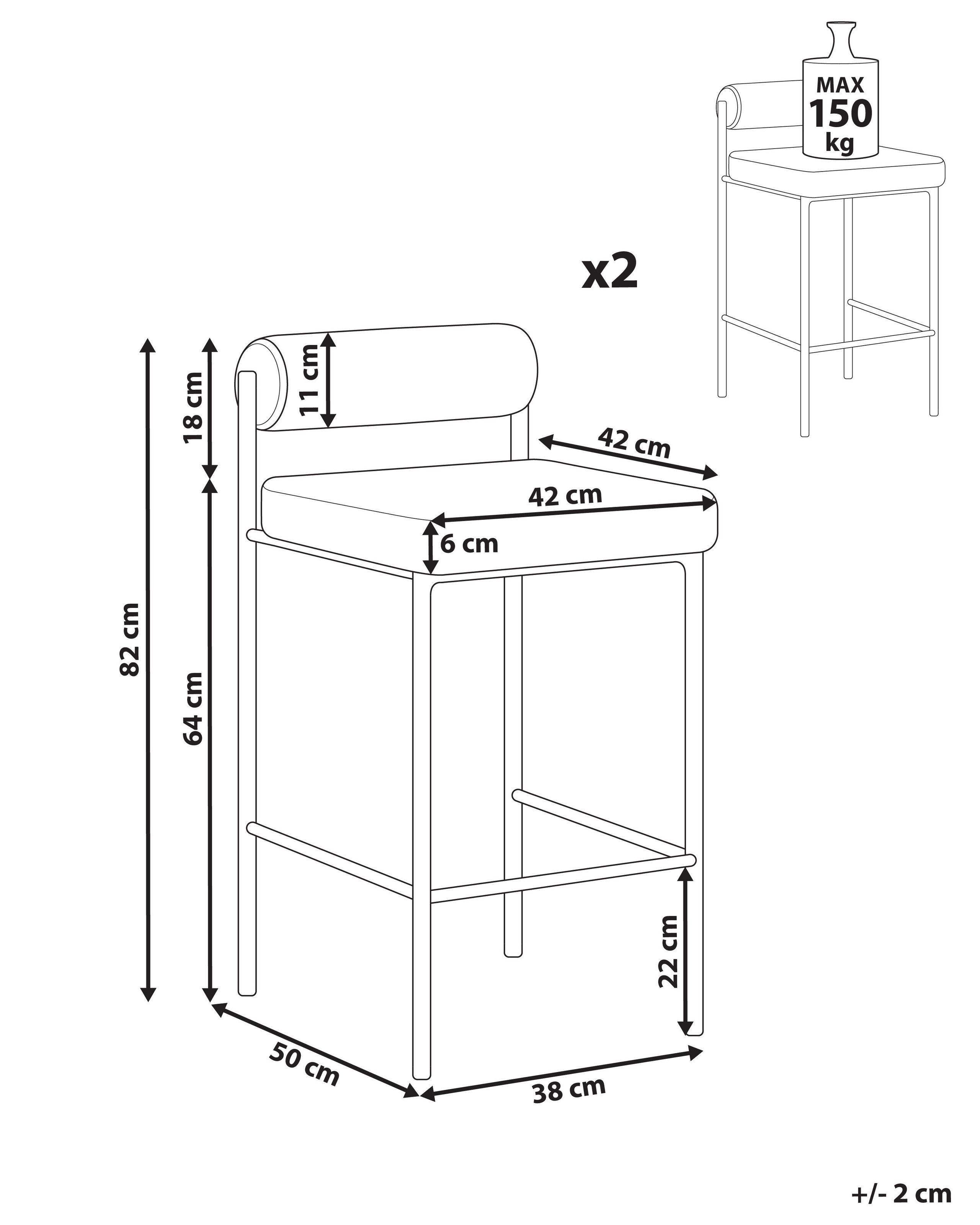 Beliani Lot de 2 chaises de bar en Polyester Moderne AMAYA  