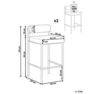 Beliani Lot de 2 chaises de bar en Polyester Moderne AMAYA  