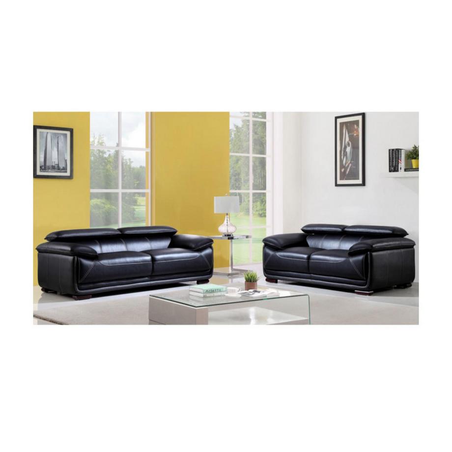 Vente-unique Divano 3+2 posti in pelle Nero MACELO  