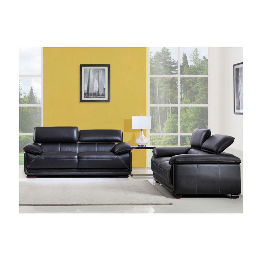 Vente-unique Divano 3+2 posti in pelle Nero MACELO  