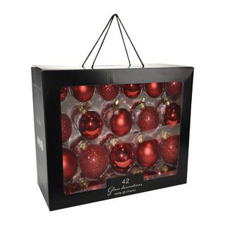 FS-STAR  Weihnachtskugel 42er Set Glas, Rot 