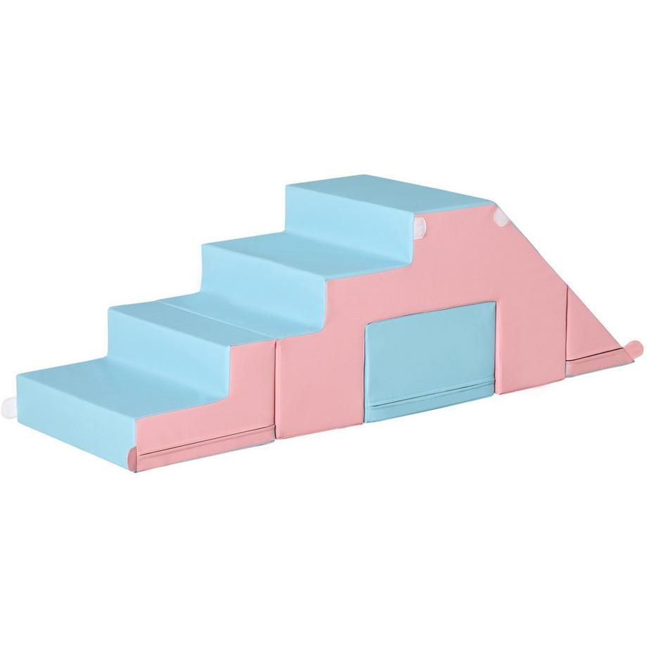 Northio  Bloc De Construction Lot De 2 Blocs De Construction Ensemble Table Et Chaise Toboggan Design Reconfigurable Jouet De Construction Blocs En Mousse 12-36 Mois Epe Rose + Bleu 