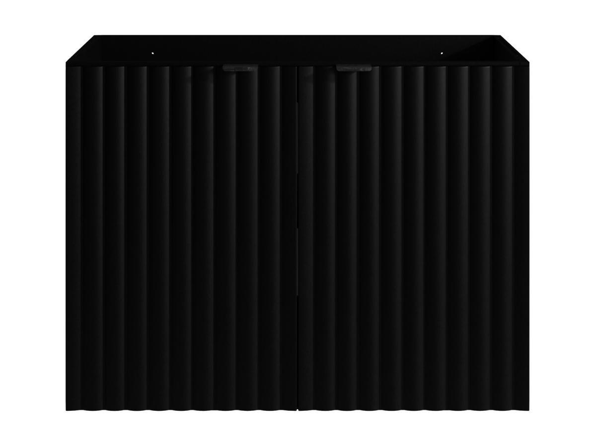 Vente-unique Mobile sotto lavabo sospeso a righe L80 cm Nero - ZILGA  