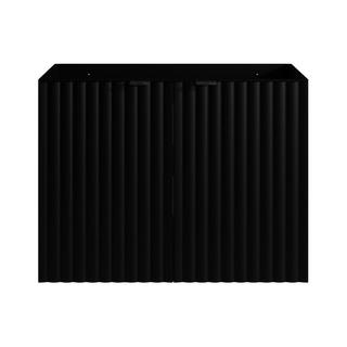 Vente-unique Mobile sotto lavabo sospeso a righe L80 cm Nero - ZILGA  