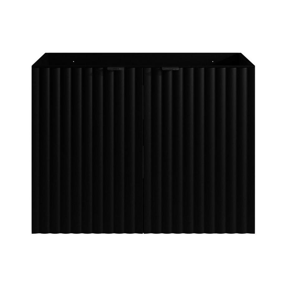 Vente-unique Mobile sotto lavabo sospeso a righe L80 cm Nero - ZILGA  