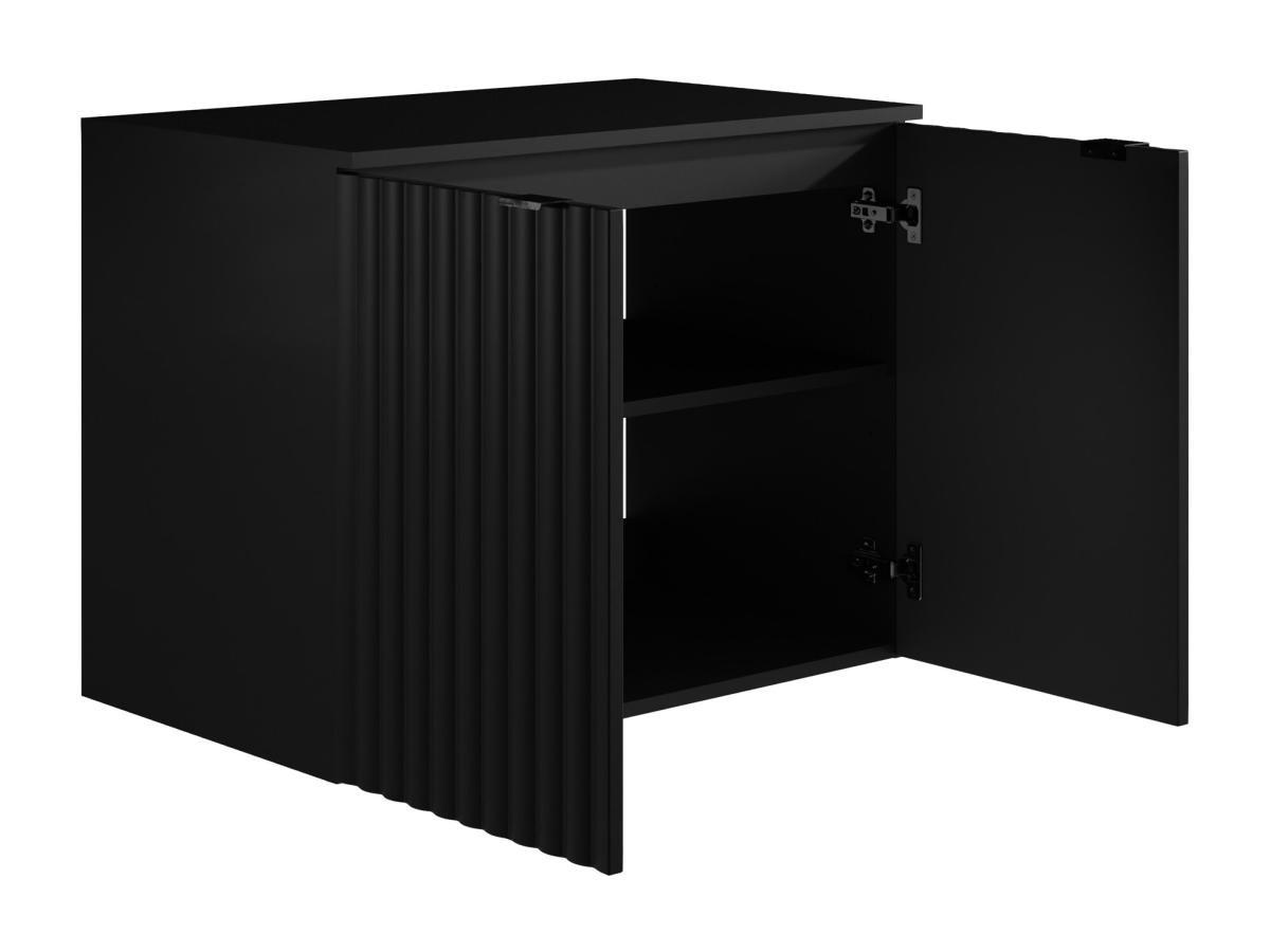 Vente-unique Meuble sous vasque suspendu strié - Noir - L80 cm - ZILGA  