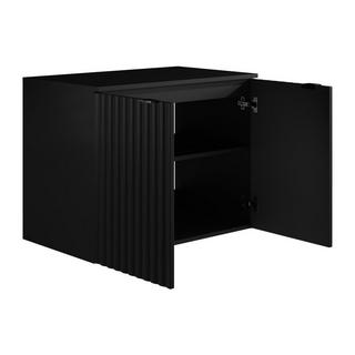 Vente-unique Mobile sotto lavabo sospeso a righe L80 cm Nero - ZILGA  