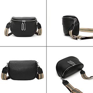 Only-bags.store Sac à bandoulière noir à large sangle, sac de poitrine en cuir, sac banane élégant pour dames Sac à bandoulière noir à large sangle, sac de poitrine en cuir, sac banane élégant pour dames 