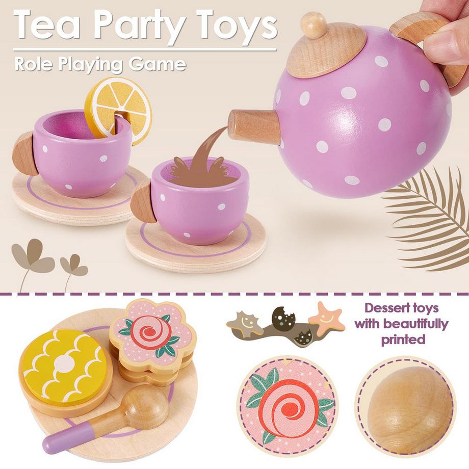 Activity-board  Teeservice aus Holz Kinderküchenzubehör Teeparty 