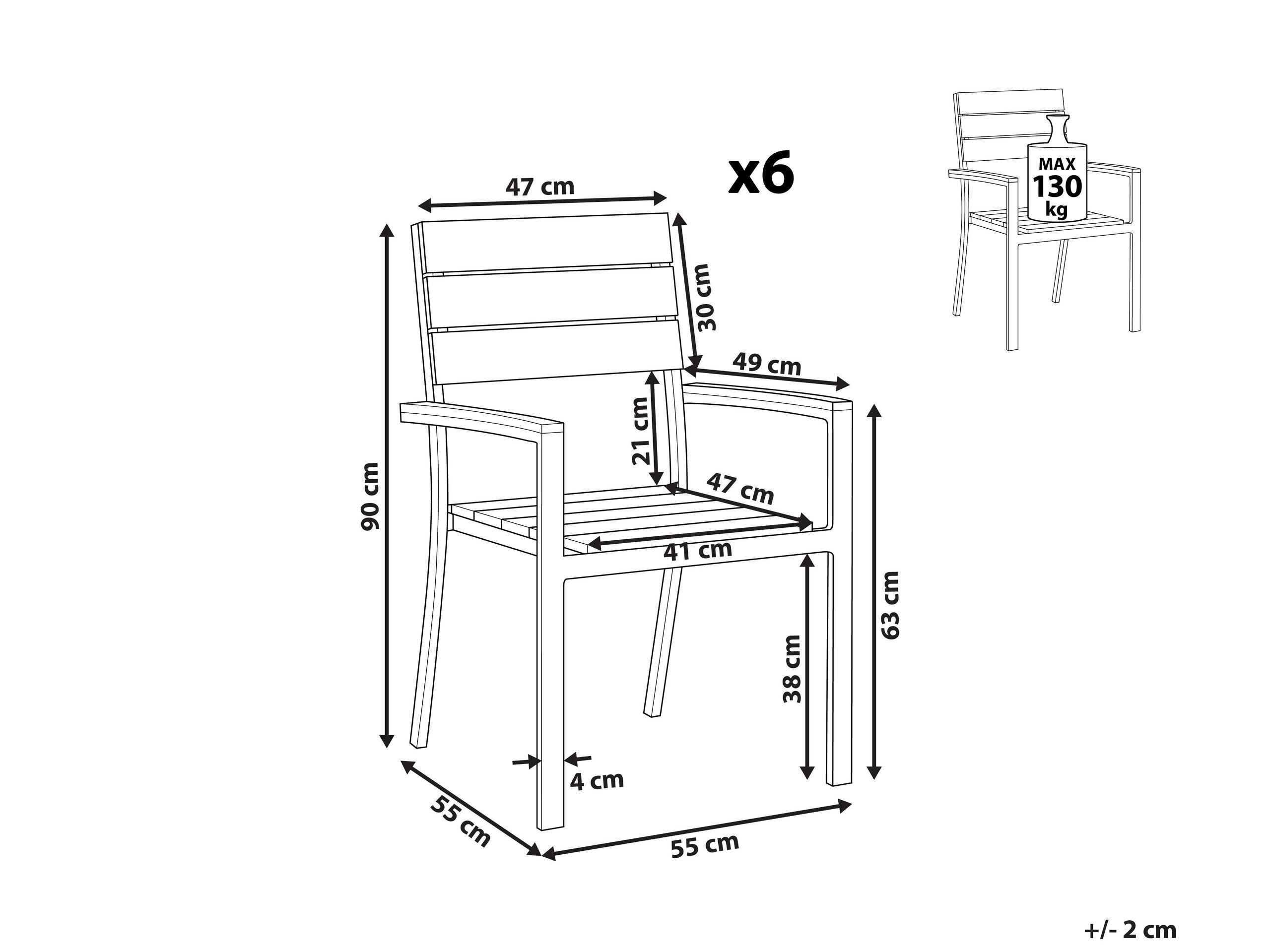 Beliani Set di 6 sedie da giardino en Legno plastico Moderno COMO  