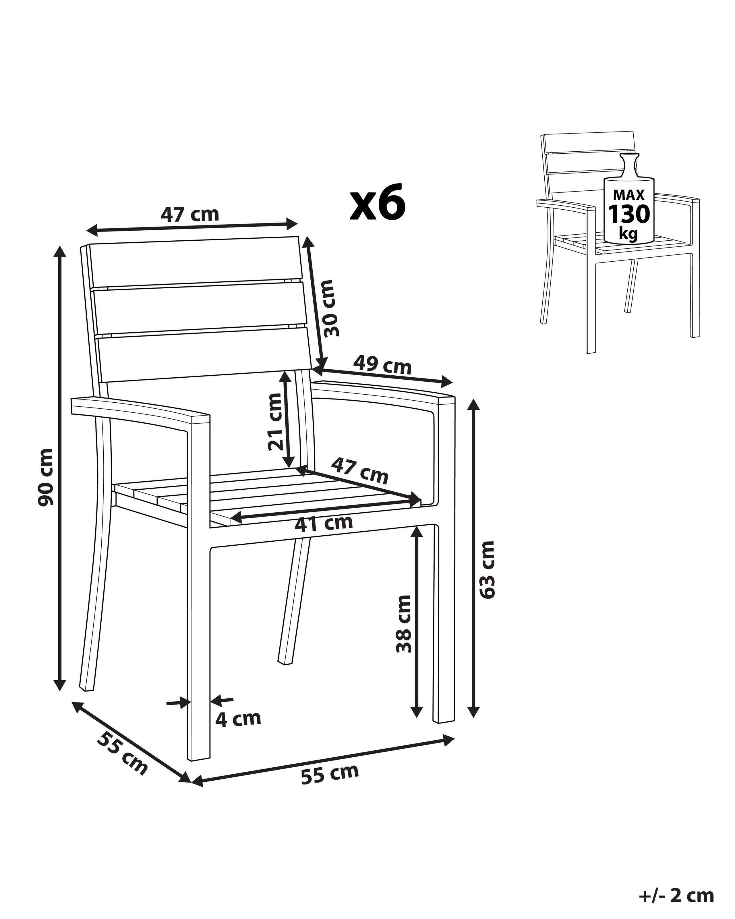 Beliani Set di 6 sedie da giardino en Legno plastico Moderno COMO  