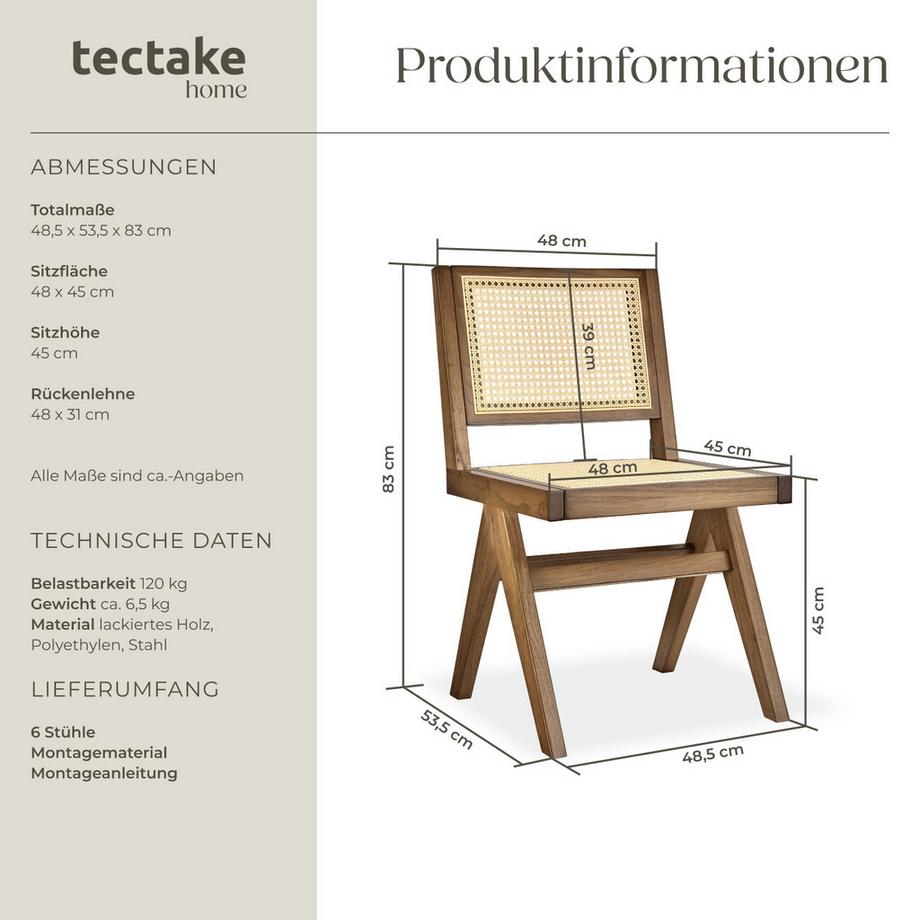 Tectake Chaise en bois LISSY style bohème  