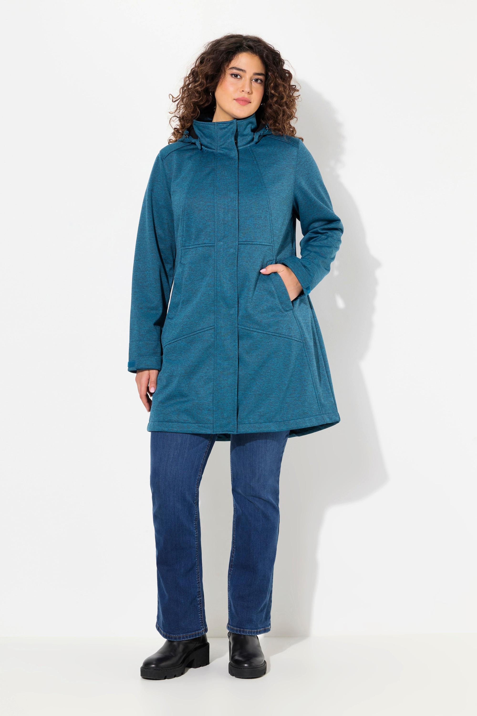 Ulla Popken  Veste technique HYPRAR à capuche, tissu Softshell imperméable, fermeture à glissière à double sens 