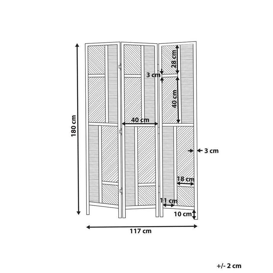 Beliani Raumteiler 3-teilig aus Rattan Boho LAMEZIA  