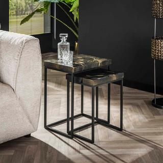 mutoni Beistelltisch Black&Gold Teak (2er-Set)  