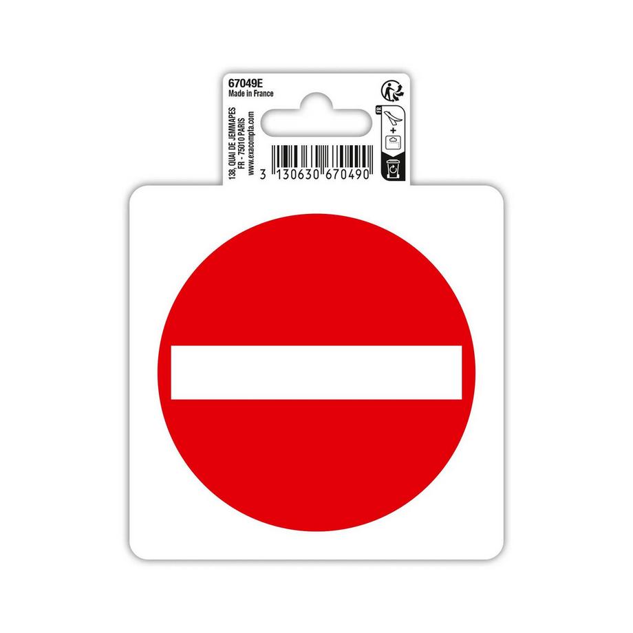 Panneau PVC adhésif antidérapant Sens interdit 10 cm