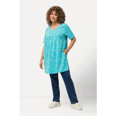 Ulla Popken  Longshirt, Zierfalten, A-Linie, V-Ausschnitt, Halbarm 